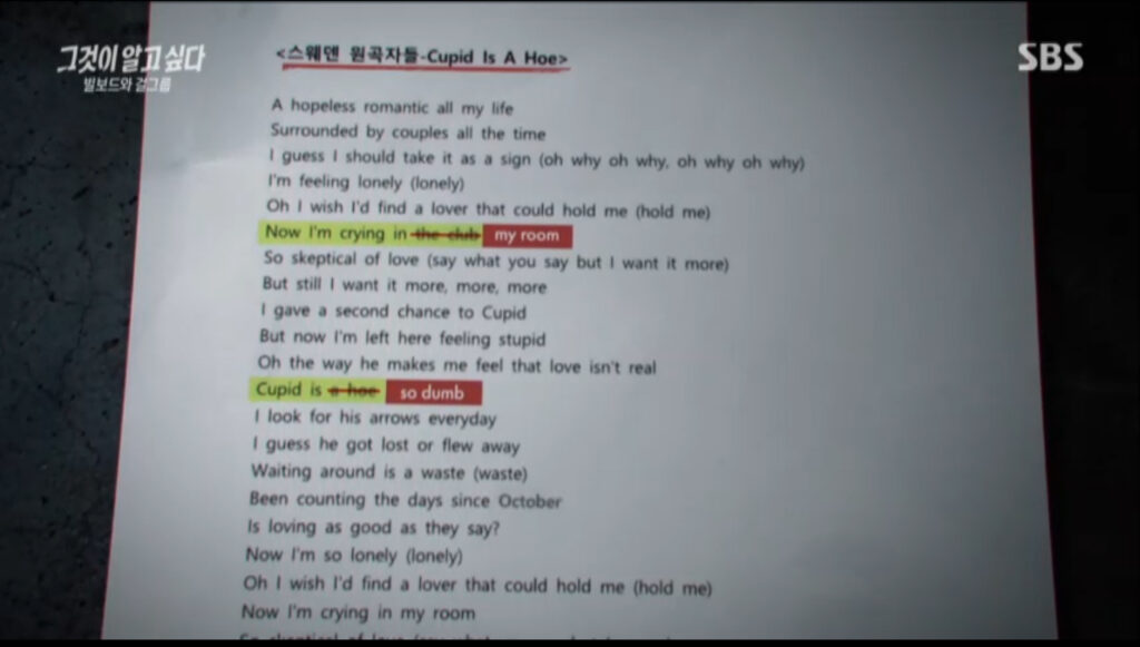 Fifty Fifty Cupid original name title Cupid Is a Hoe Ho lyrics Unanswered Questions SBS Swedish composers ATTRAKT The Givers legal dispute