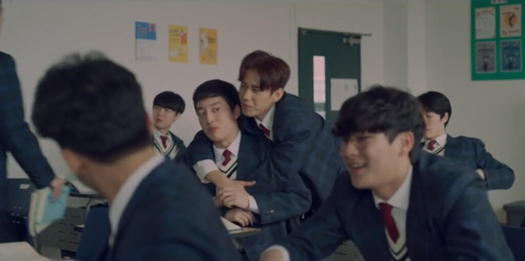 Intak at school in the present timeline in the movie